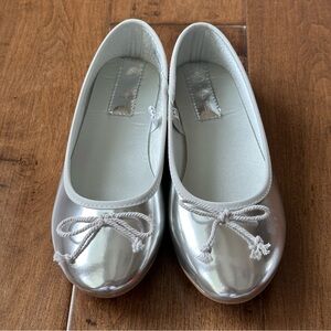 Girls Fiona Silver Ballet Flats